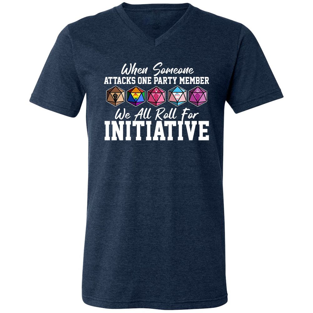 LGBT Roll For Initiative Unisex V-Neck T-Shirt - Heather Navy - 15