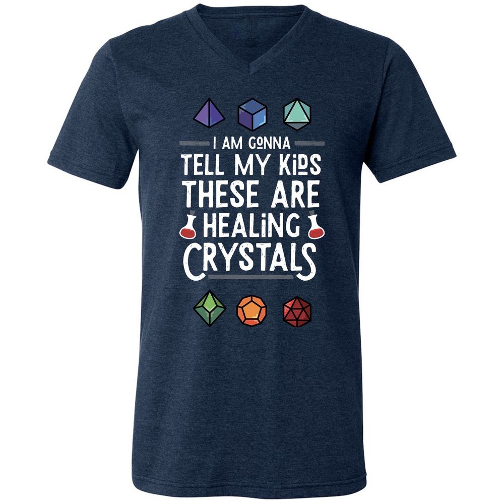Healing Crystals Unisex V-Neck T-Shirt - Heather Navy - 15