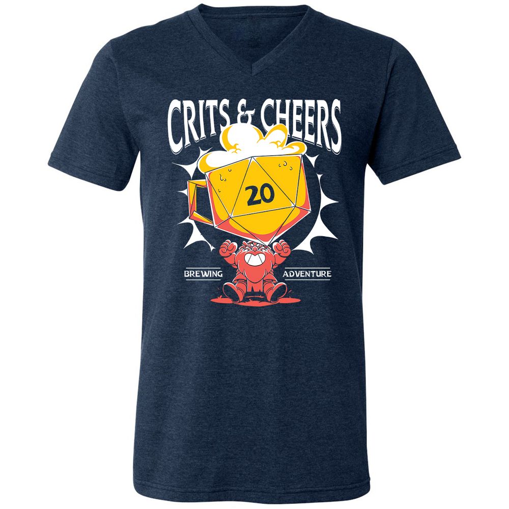 Crits & Cheers Unisex V-Neck T-Shirt - Heather Navy - 15