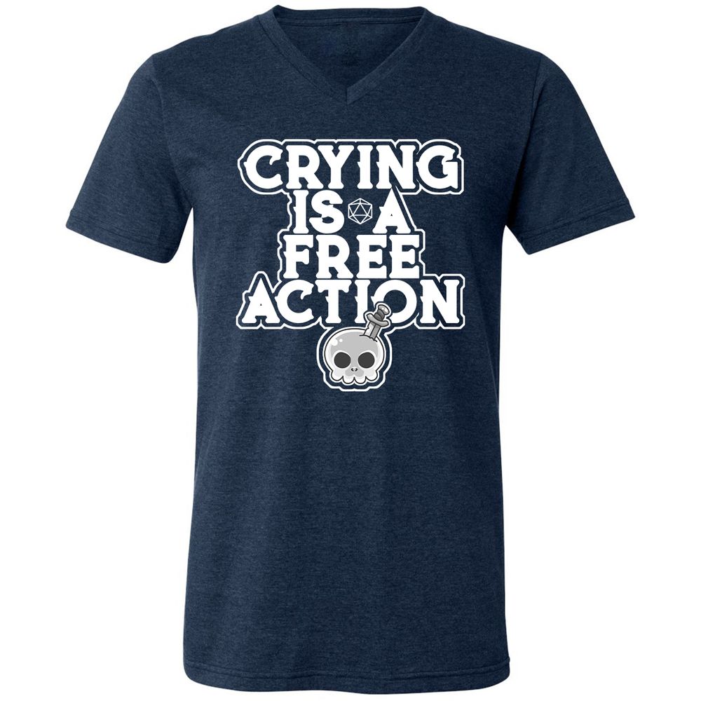 Crying Is A Free Action Unisex V-Neck T-Shirt - Heather Navy - 15