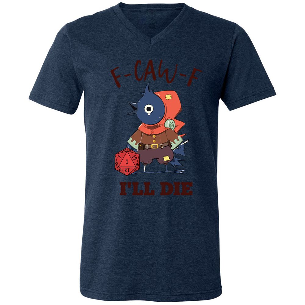 Unisex V-Neck T-Shirt - White - Heather Navy - 15