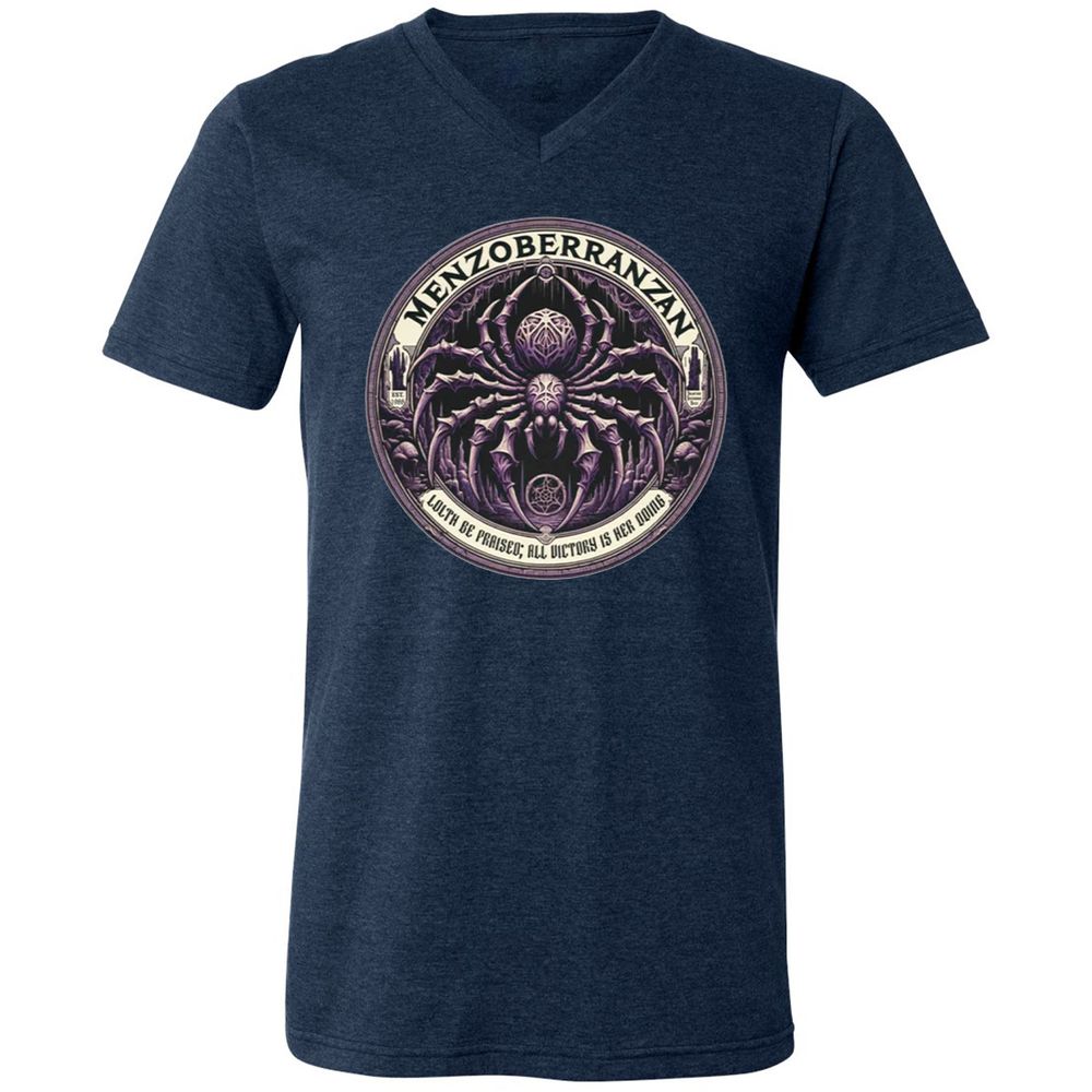 Menzoberranzan Lolth Be Praised Unisex V-Neck T-Shirt - Heather Navy - 15