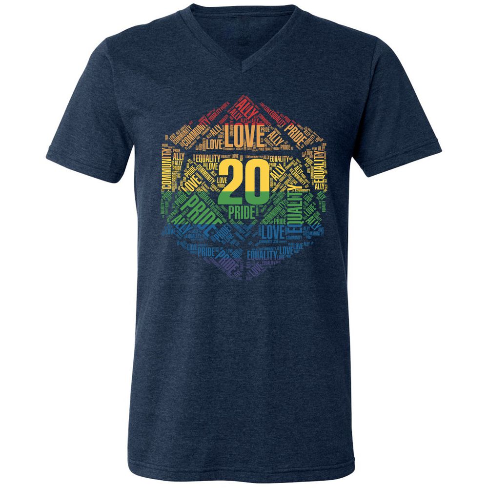 D20 Pride Unisex V-Neck T-Shirt - Heather Navy - 15