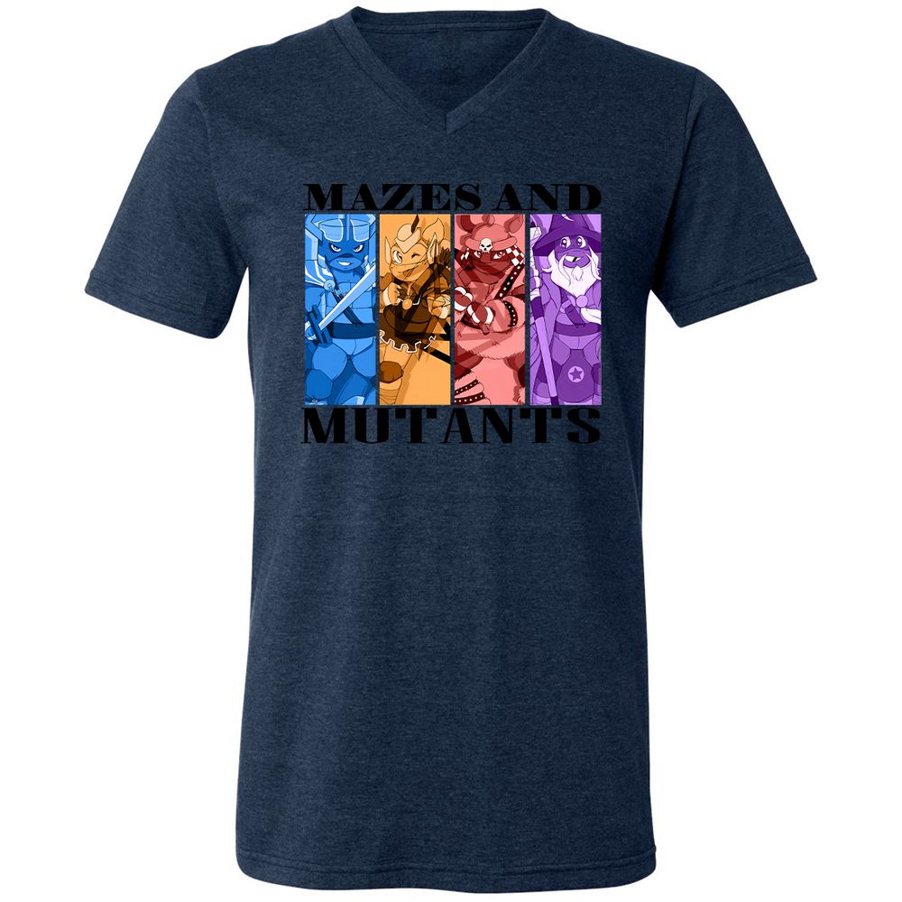 Mazes & Mutants Unisex V-Neck T-Shirt - Heather Navy - 15