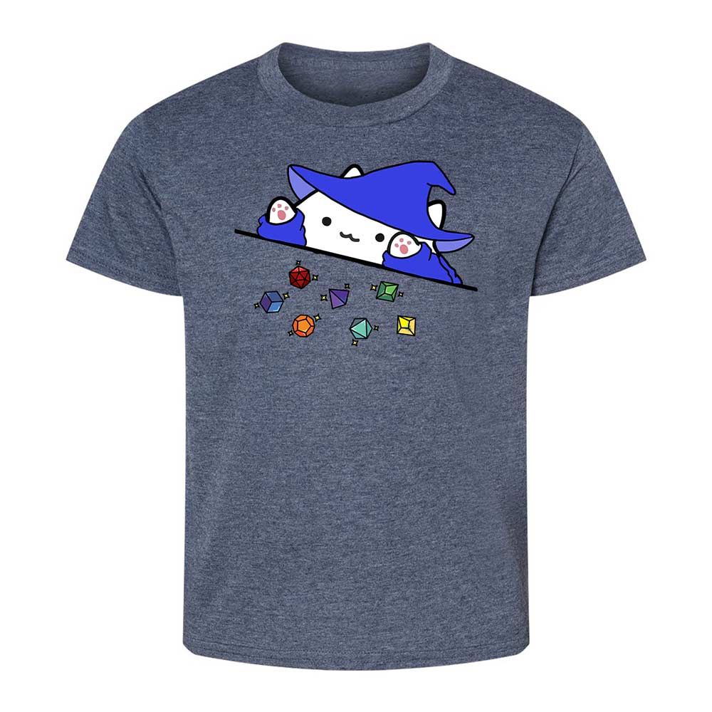 Cat Throws Dices Kids T-Shirt - Heather Navy - 15