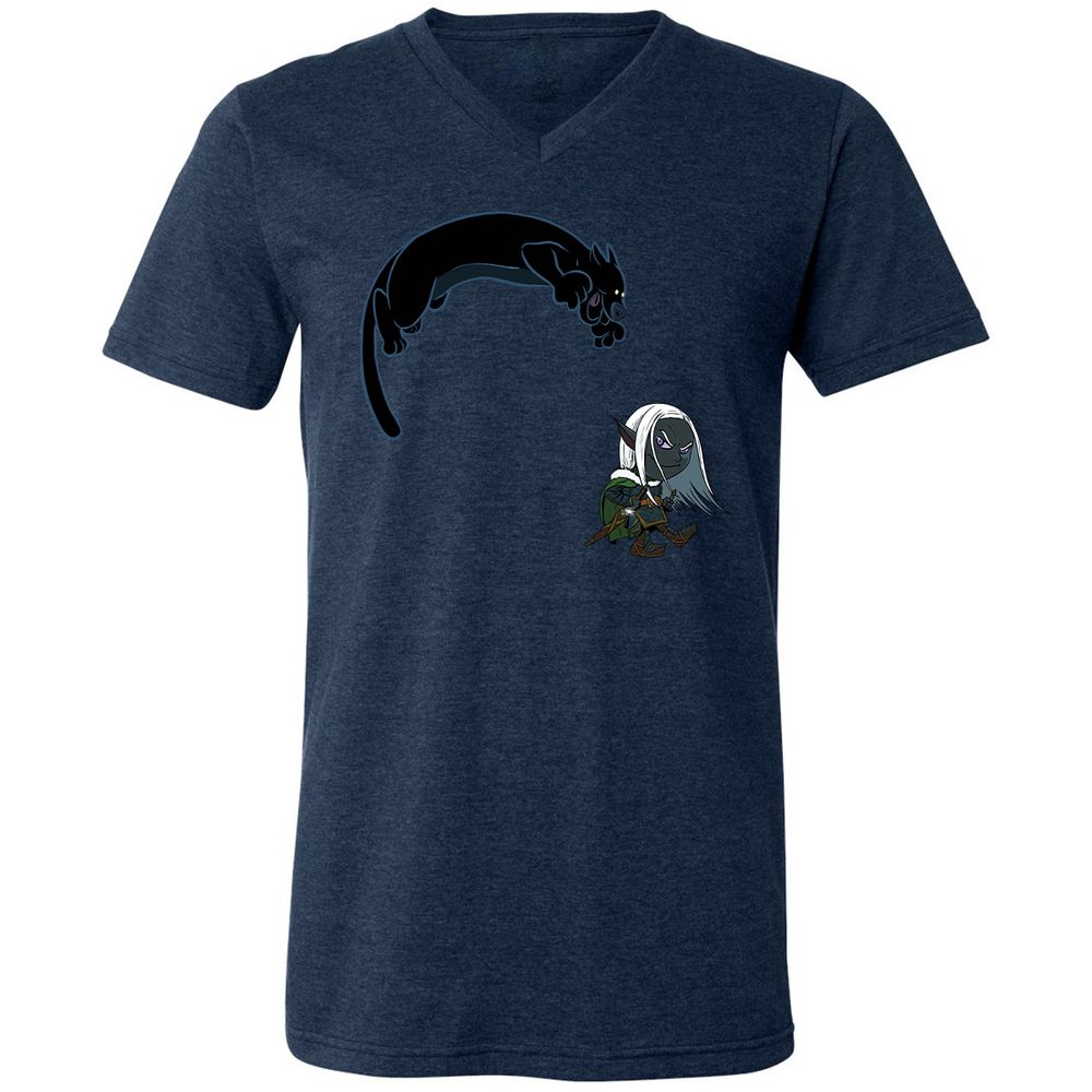 Drizzt And Guenhwyvar Unisex V-Neck T-Shirt - Heather Navy - 15