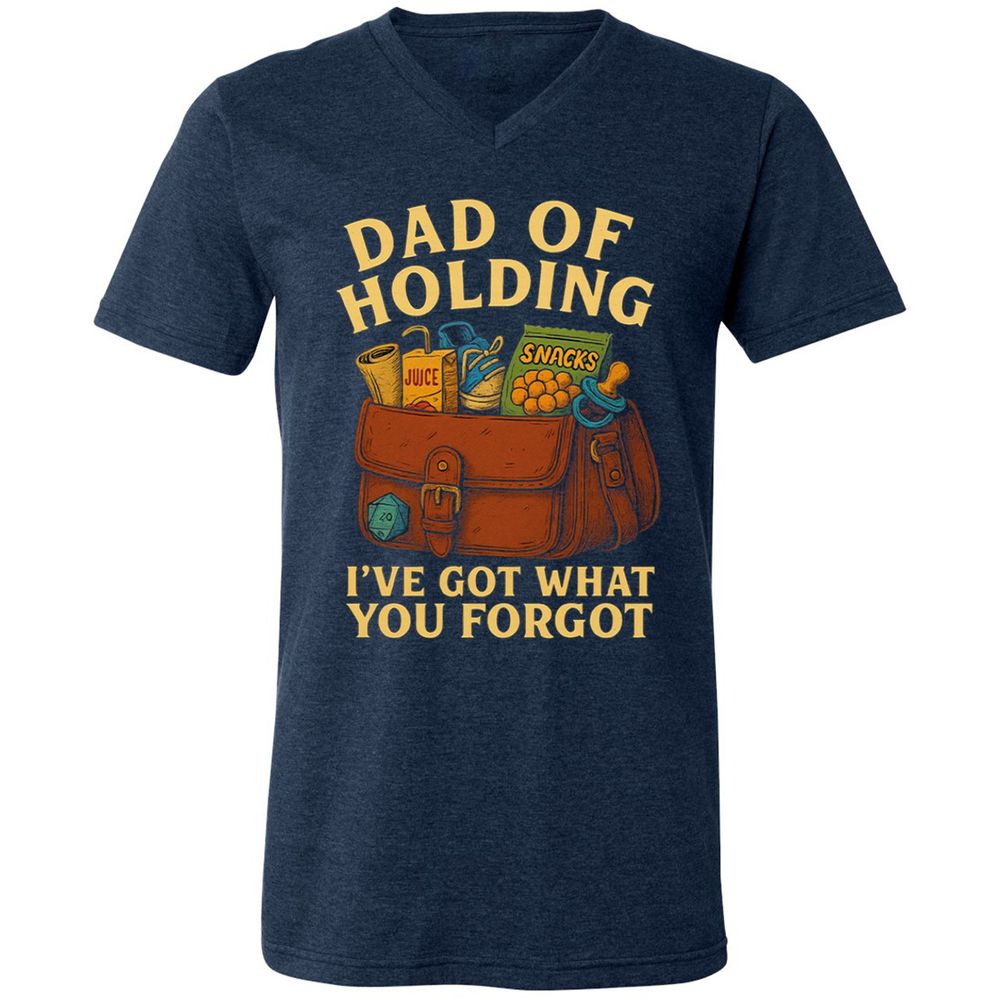 Dad Of Holding Unisex V-Neck T-Shirt - Heather Navy - 15