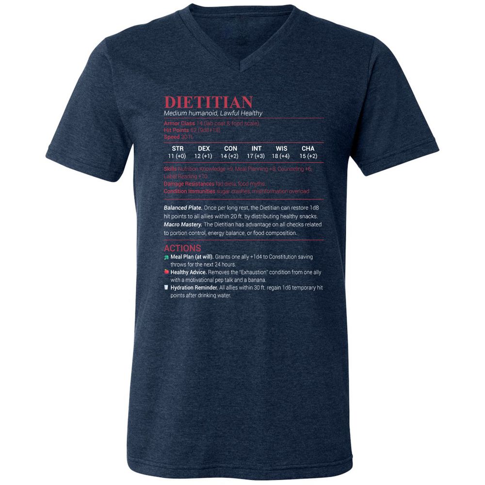 Dietitian Unisex V-Neck T-Shirt - Heather Navy - 15