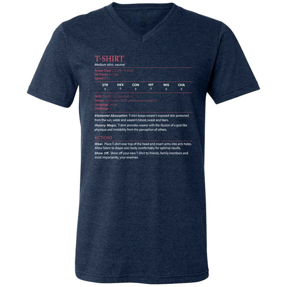 T-Shirt Unisex V-Neck T-Shirt - Heather Navy - 15