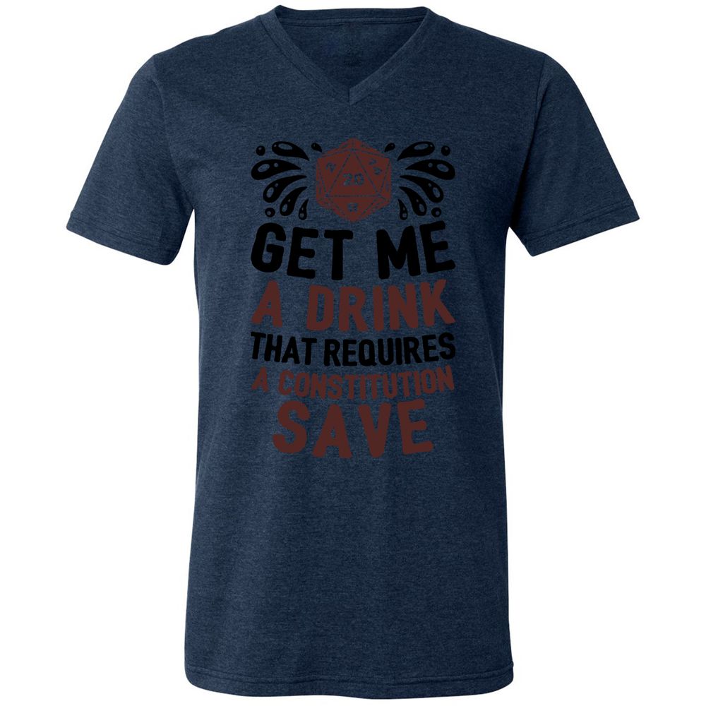 Get Me A Drink Unisex V-Neck T-Shirt - Heather Navy - 15