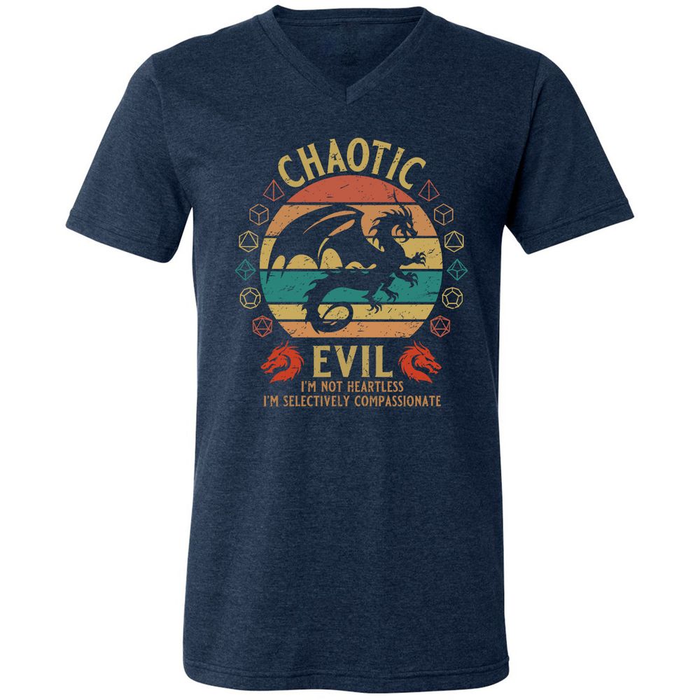 Chaotic Evil Unisex V-Neck T-Shirt - Heather Navy - 15