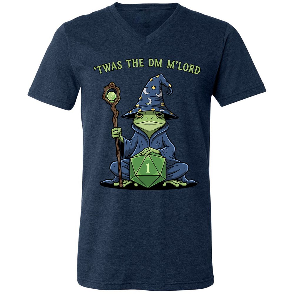 Twas the DM M’lord Unisex V-Neck T-Shirt - Heather Navy - 15