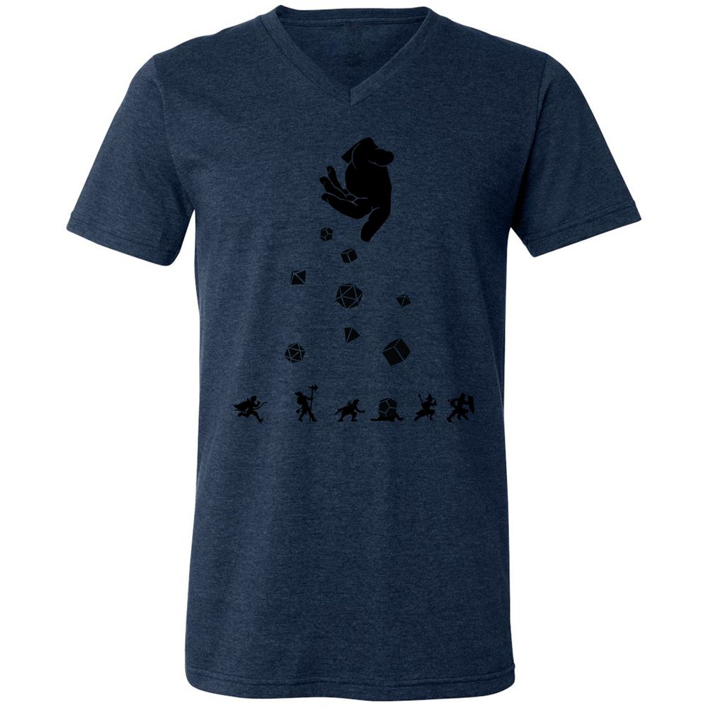 Rocks Fall, Everyone Dice Unisex V-Neck T-Shirt - Heather Navy - 15