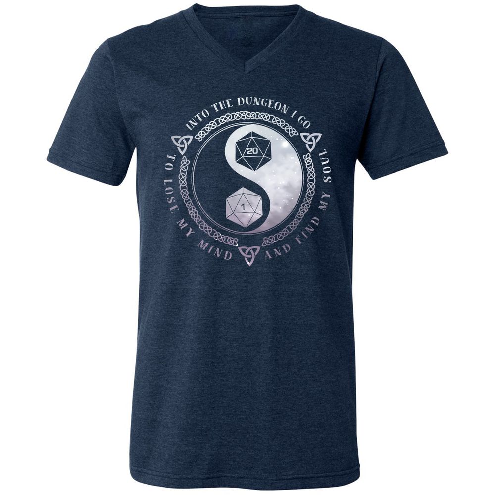Into The Dungeon I Go Unisex V-Neck T-Shirt - Heather Navy - 15