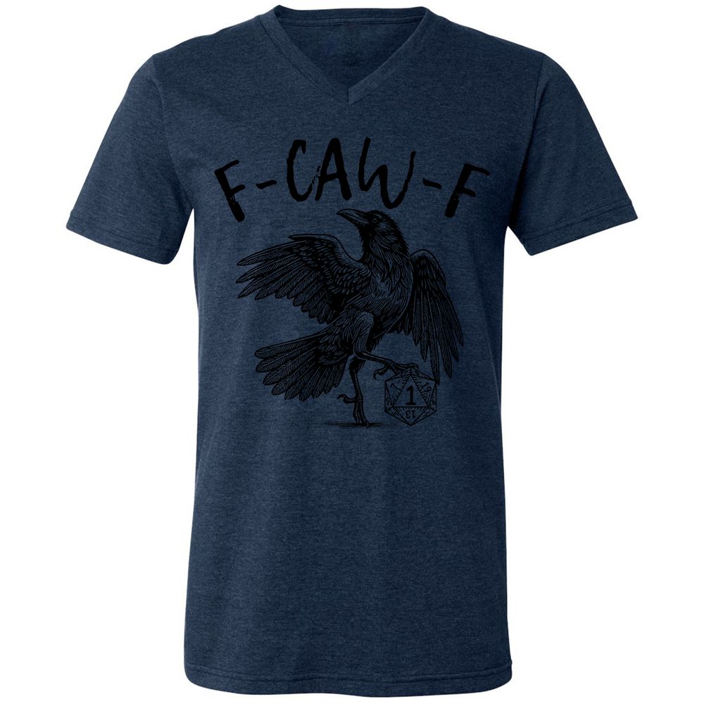 Unisex V-Neck T-Shirt - White - Heather Navy - 15
