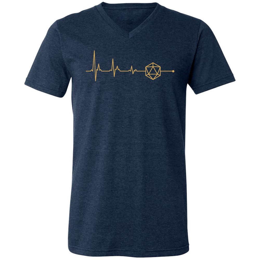 D20 Dice Is My Life Unisex V-Neck T-Shirt - Heather Navy - 15
