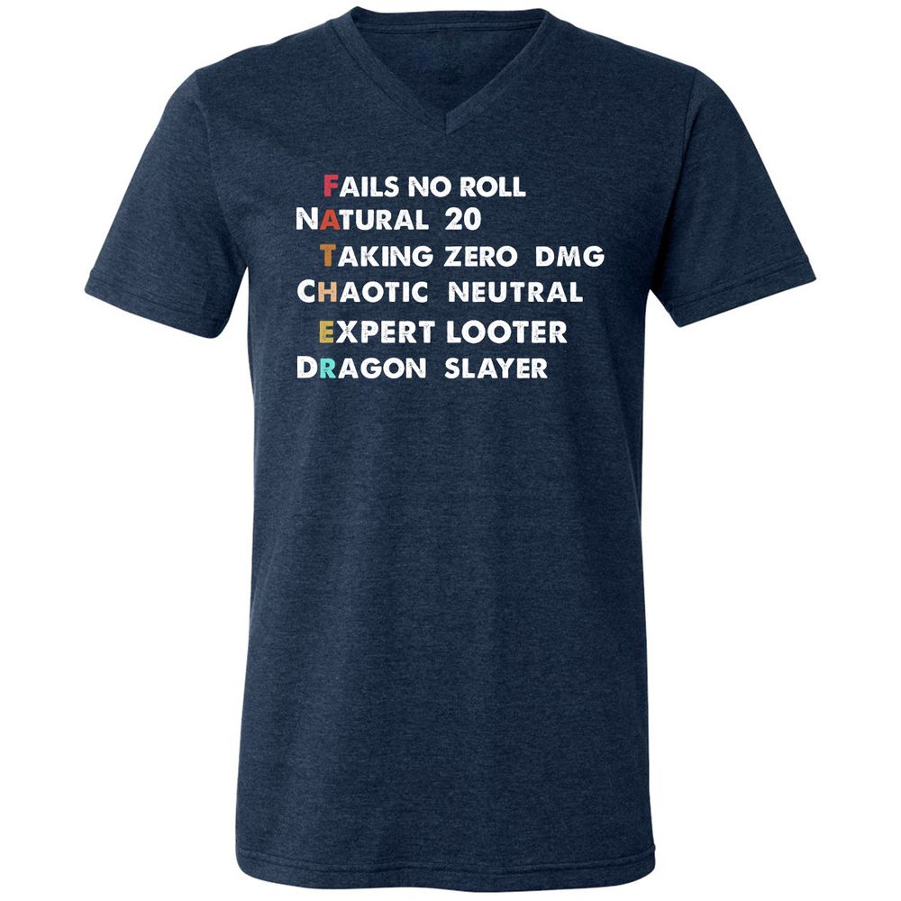 Father D&D Unisex V-Neck T-Shirt - Heather Navy - 15