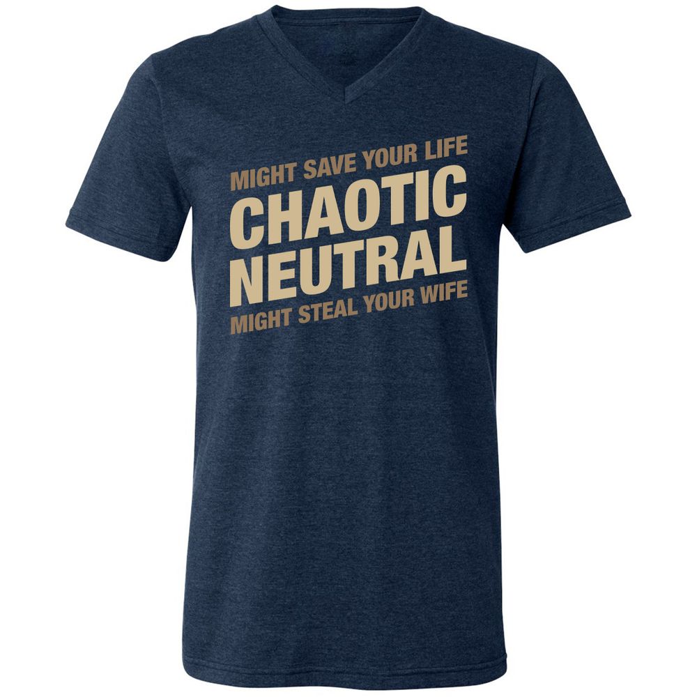 Might Save Your Life Might Steal Your Wife Unisex V-Neck T-Shirt - Heather Navy - 15