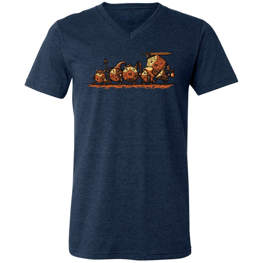 Fellowship Of The Dices Unisex V-Neck T-Shirt - Heather Navy - 15