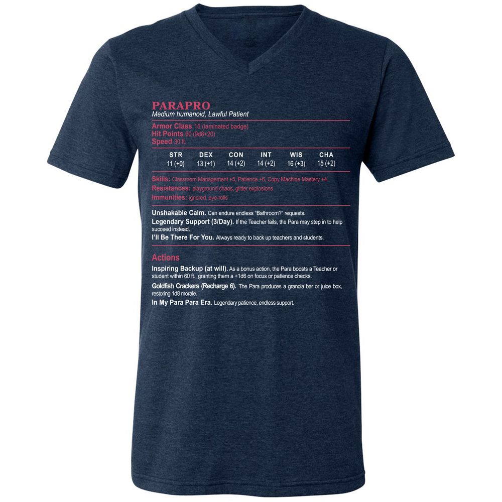 para Unisex V-Neck T-Shirt - Heather Navy - 15
