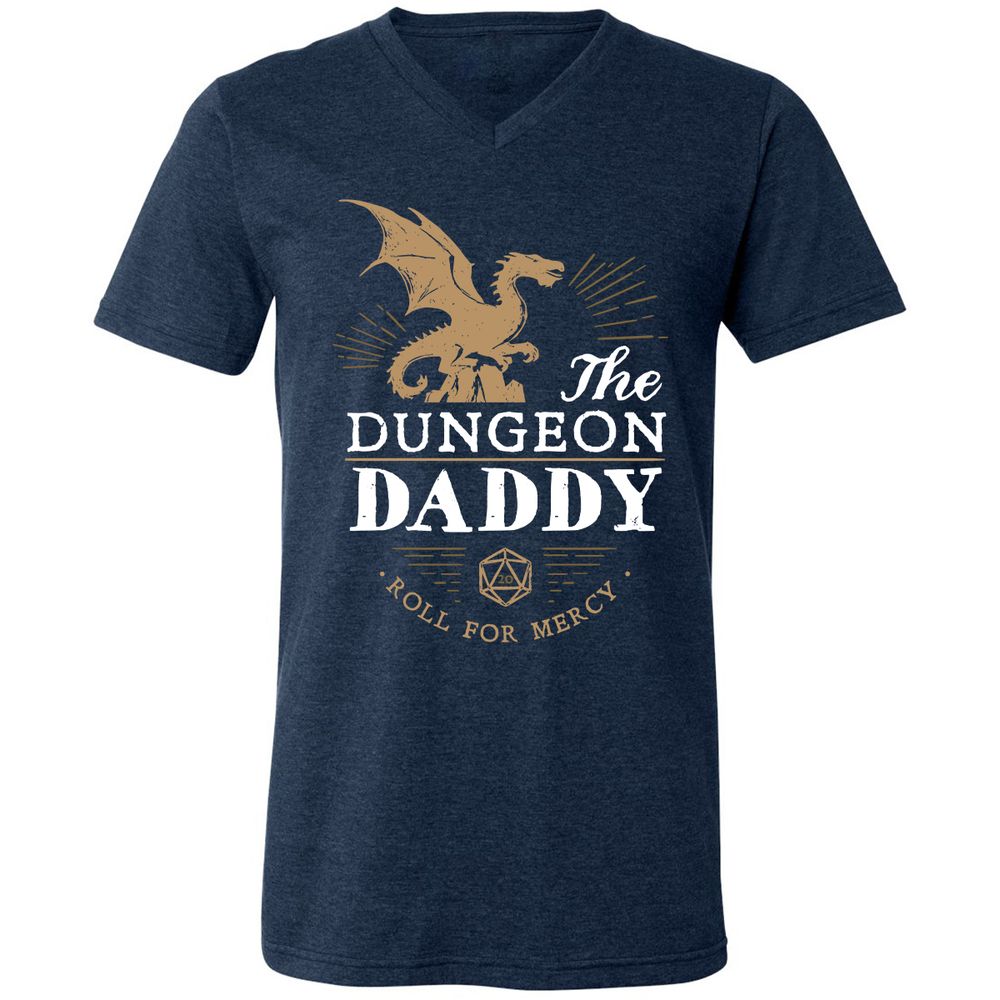 Dungeon Daddy Roll For Mercy Unisex V-Neck T-Shirt - Heather Navy - 15