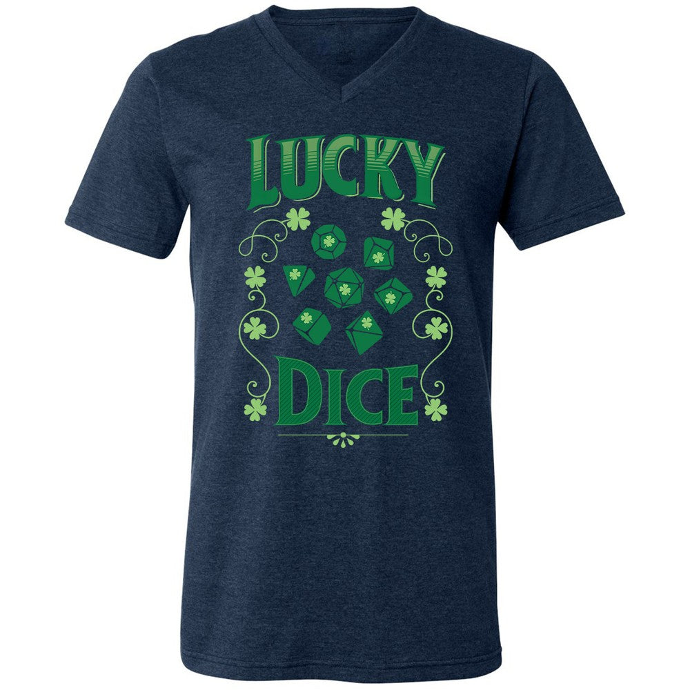 Lucky Dice Unisex V-Neck T-Shirt - Heather Navy - 15