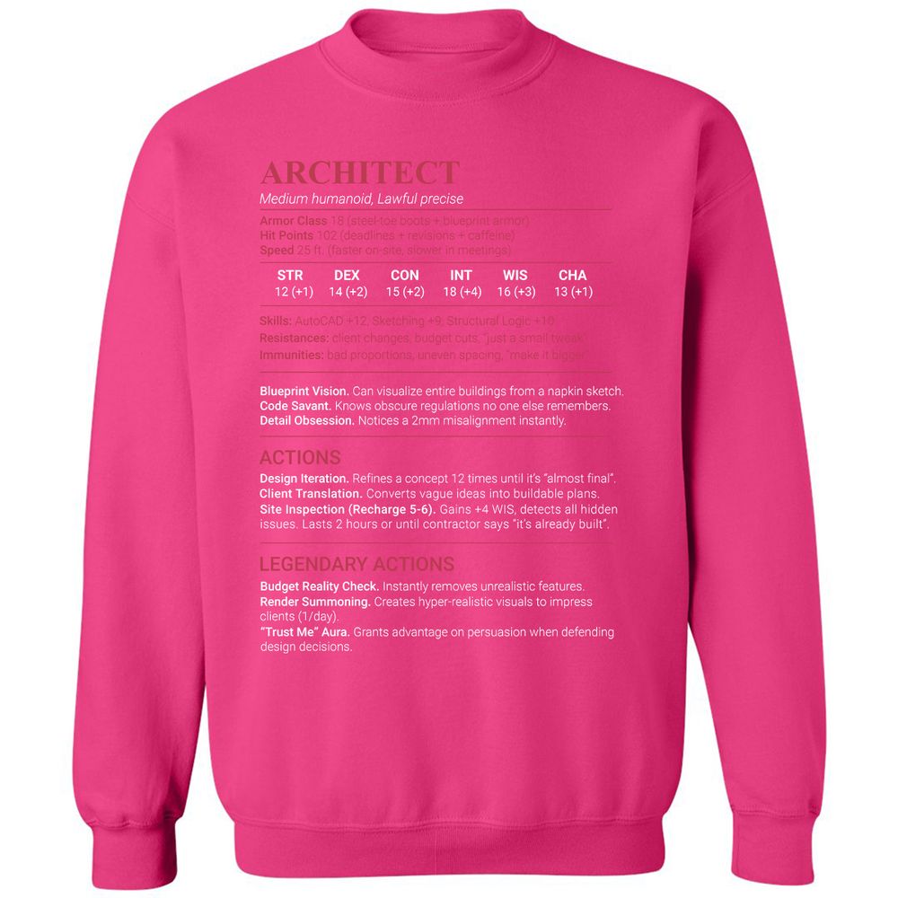 Architect Stats Classic Unisex Sweatshirt - Heliconia - 15