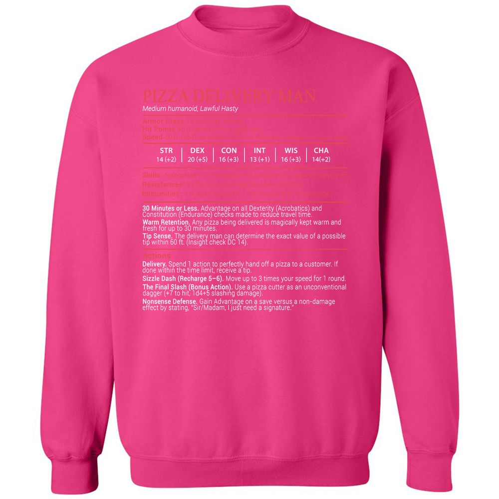 Pizza Delivery Man Stats Block - Heliconia - 15