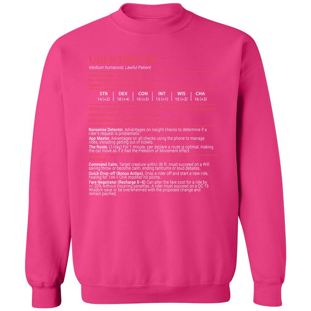 Uber Driver Stats Block Classic Unisex Sweatshirt - Heliconia - 15