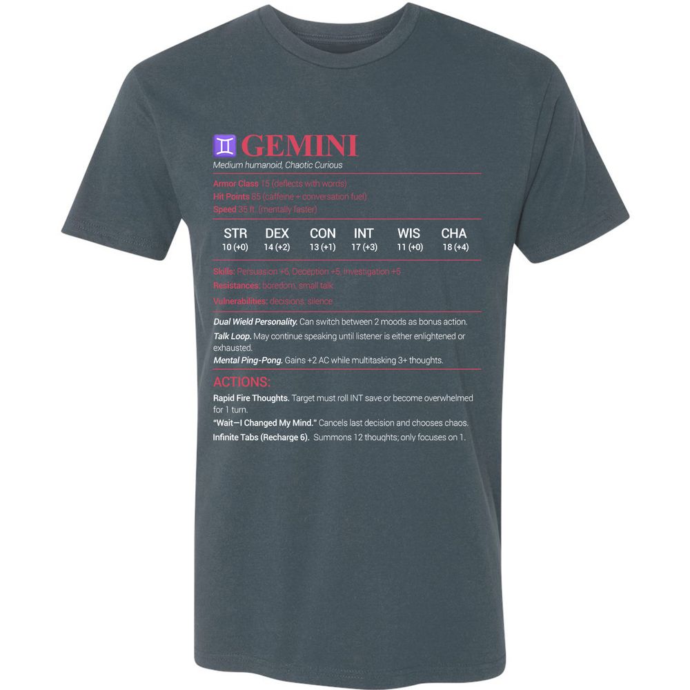 Gemini Stats Premium Unisex T-Shirt - Indigo - 15