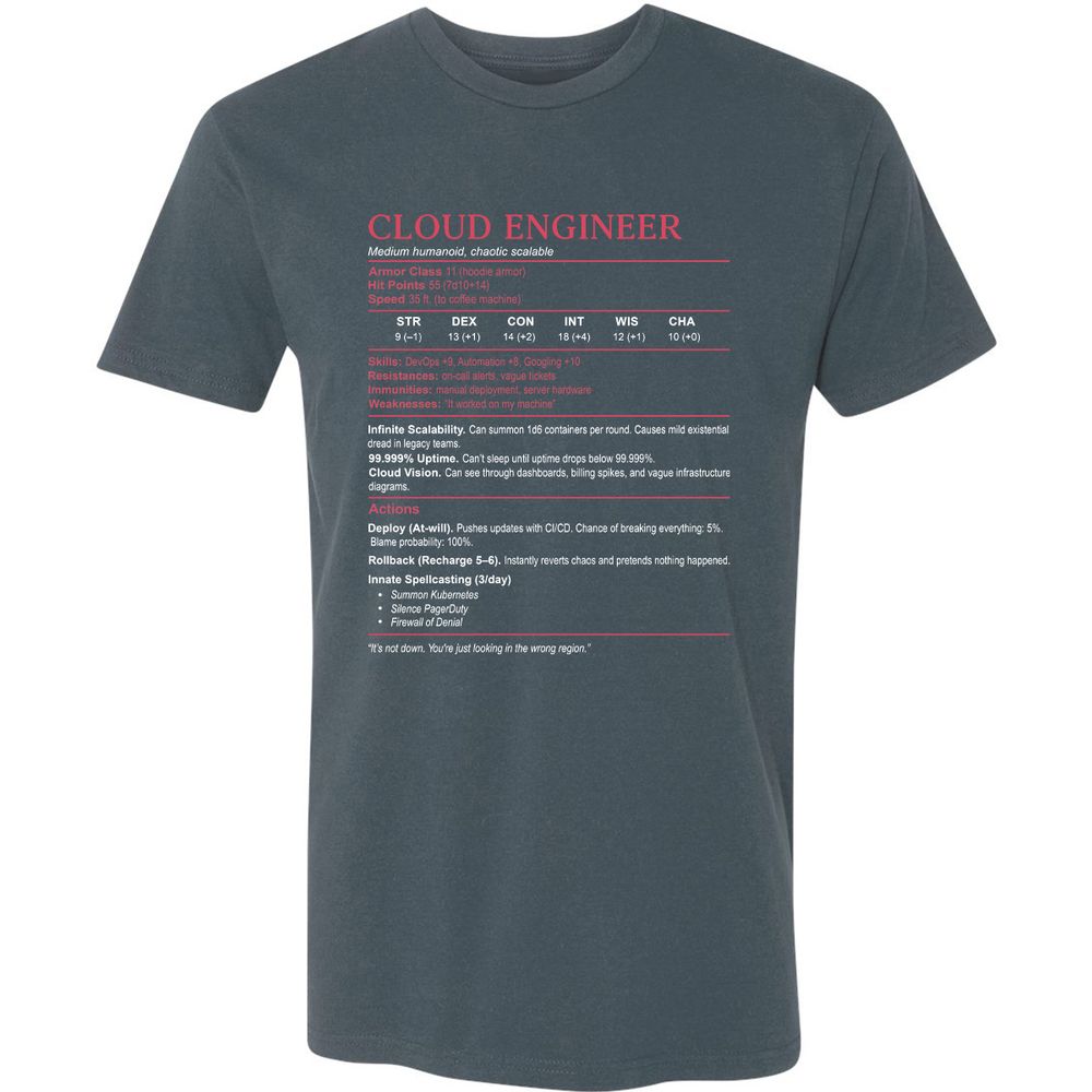 Cloud Engineer Stats Premium Unisex T-Shirt - Indigo - 15