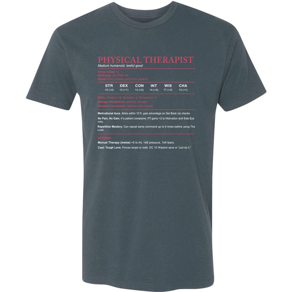 Physical Therapist Stats Premium Unisex T-Shirt - Indigo - 15