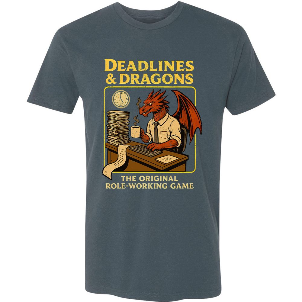 Deadlines & Dragons (Office Staff) Premium Unisex T-Shirt - Indigo - 15