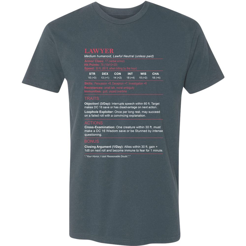 Lawyer Stats Premium Unisex T-Shirt - Indigo - 15
