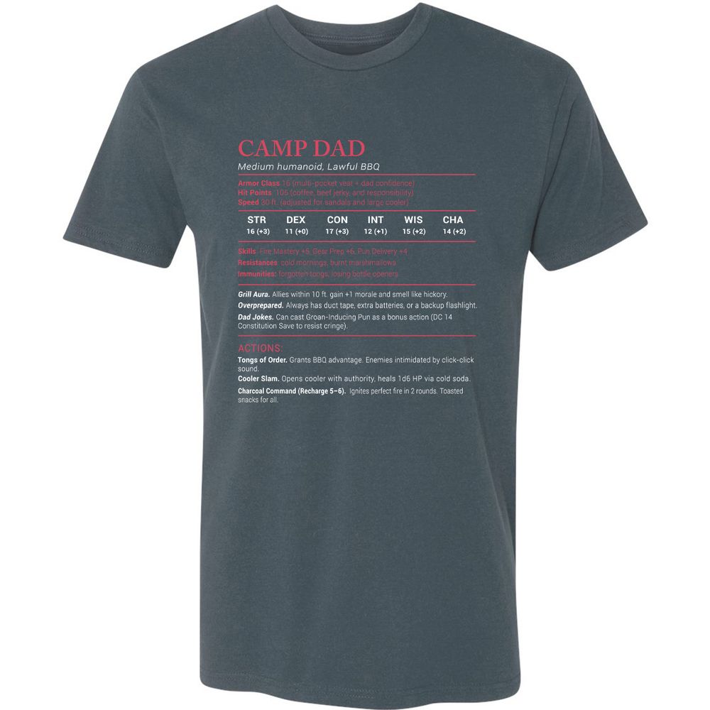 Camp Dad Stats Premium Unisex T-Shirt - Indigo - 15