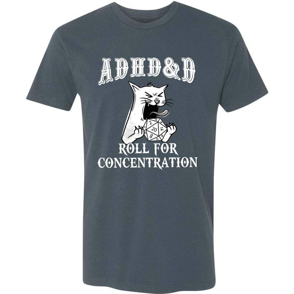 Cat ADHD&D Roll For Concentration Premium Unisex T-Shirt - Indigo - 15