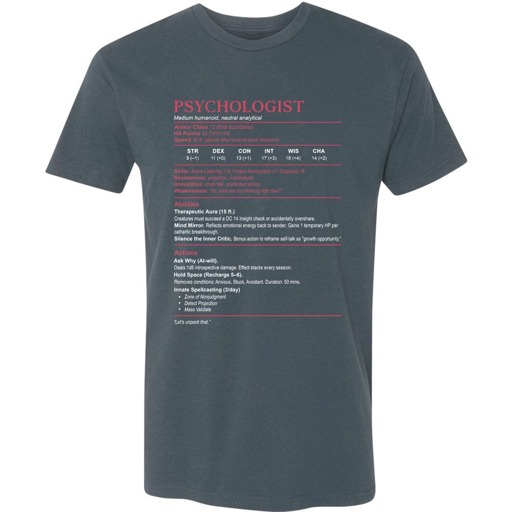 Psychologist Stats Premium Unisex T-Shirt - Indigo - 15