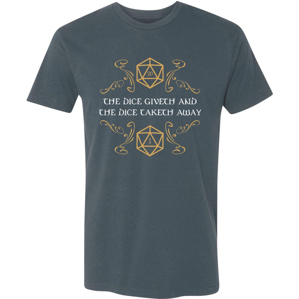 The Dice Giveth and Taketh Away Natural 20 and Critical Fail Premium Unisex T-Shirt - Indigo - 15
