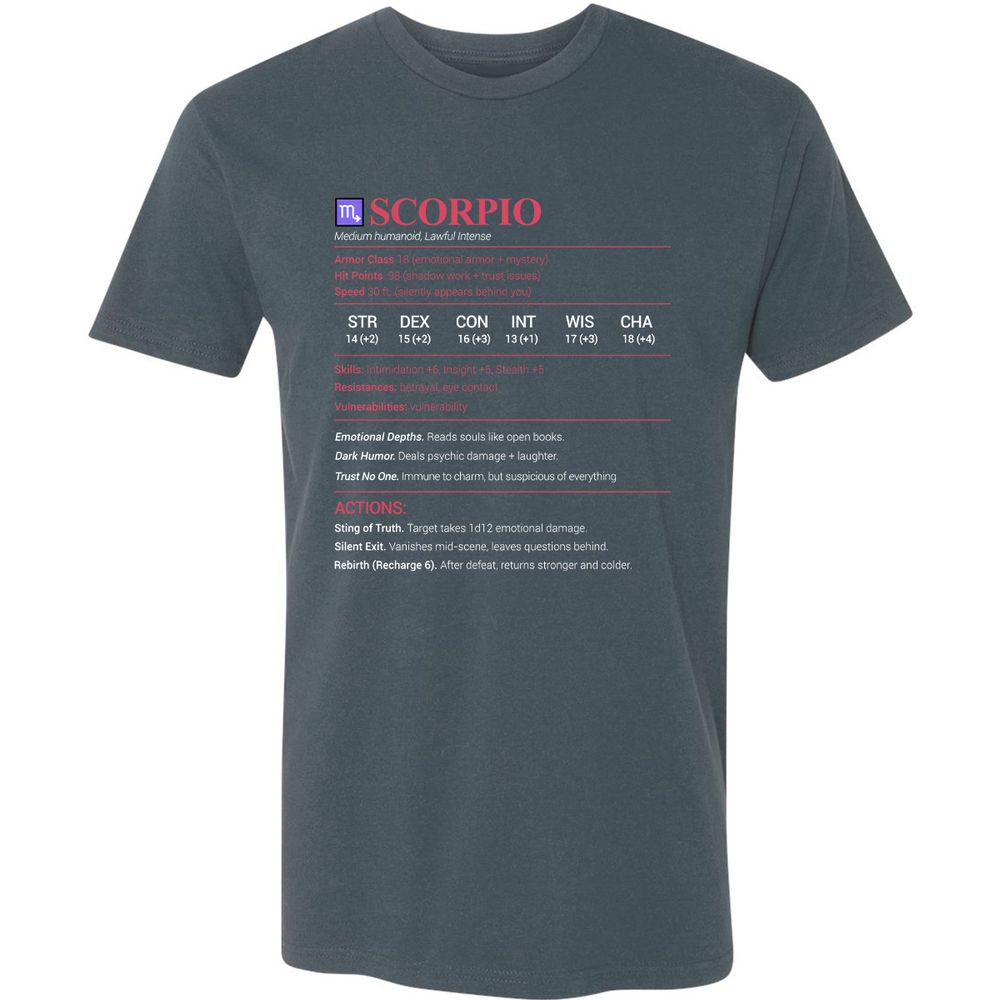 Scorpio Stats Premium Unisex T-Shirt - Indigo - 15