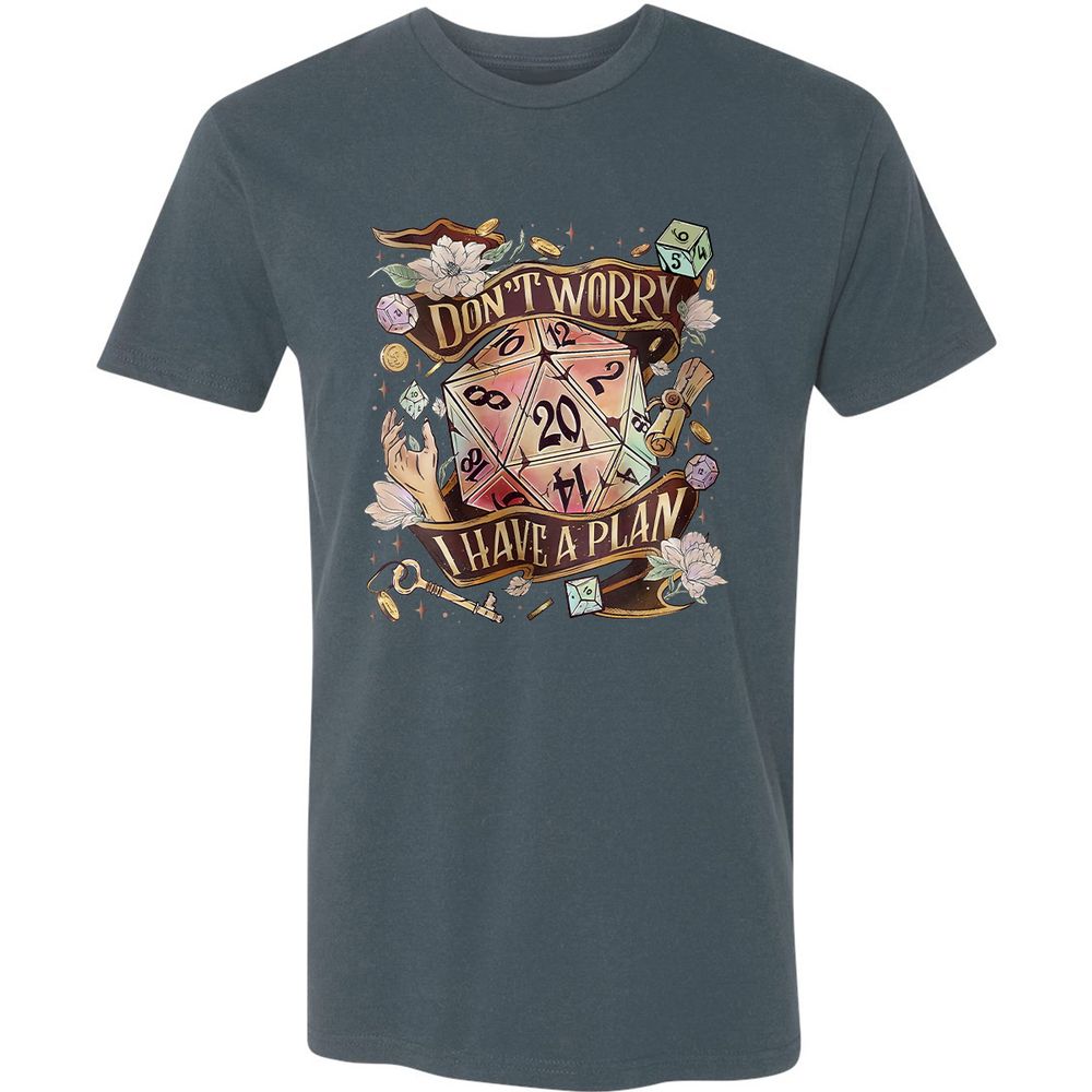 Floral Don't Worry I Have A Plan Premium Unisex T-Shirt - Indigo - 15