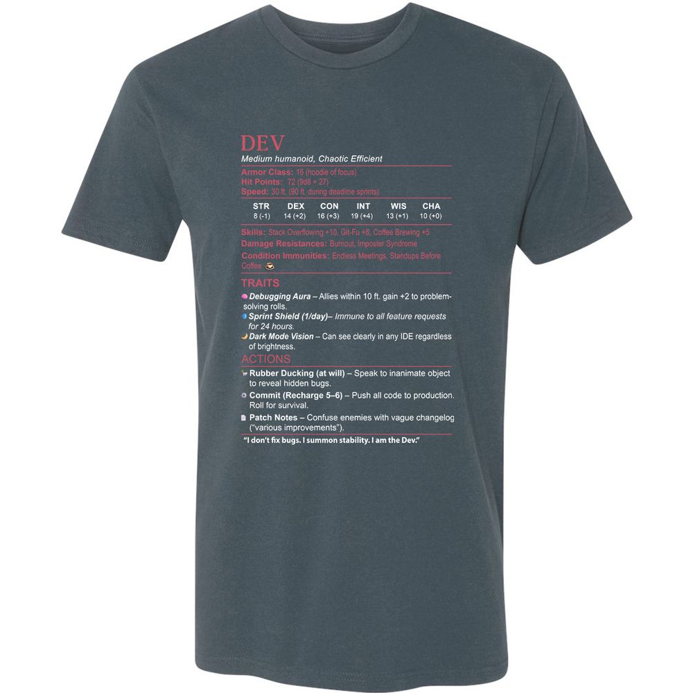 DEV Stats Premium Unisex T-Shirt - Indigo - 15