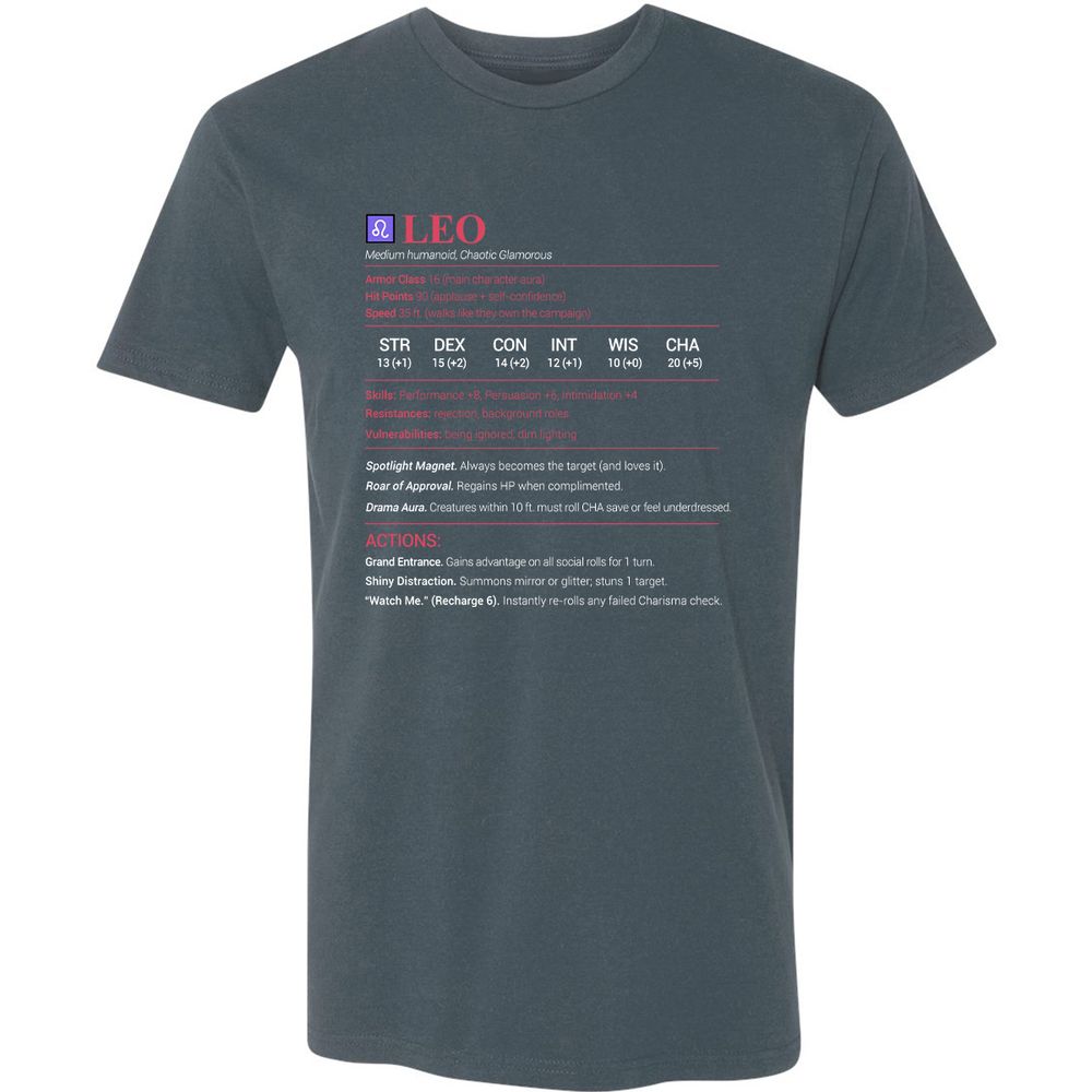 Leo Stats Premium Unisex T-Shirt - Indigo - 15