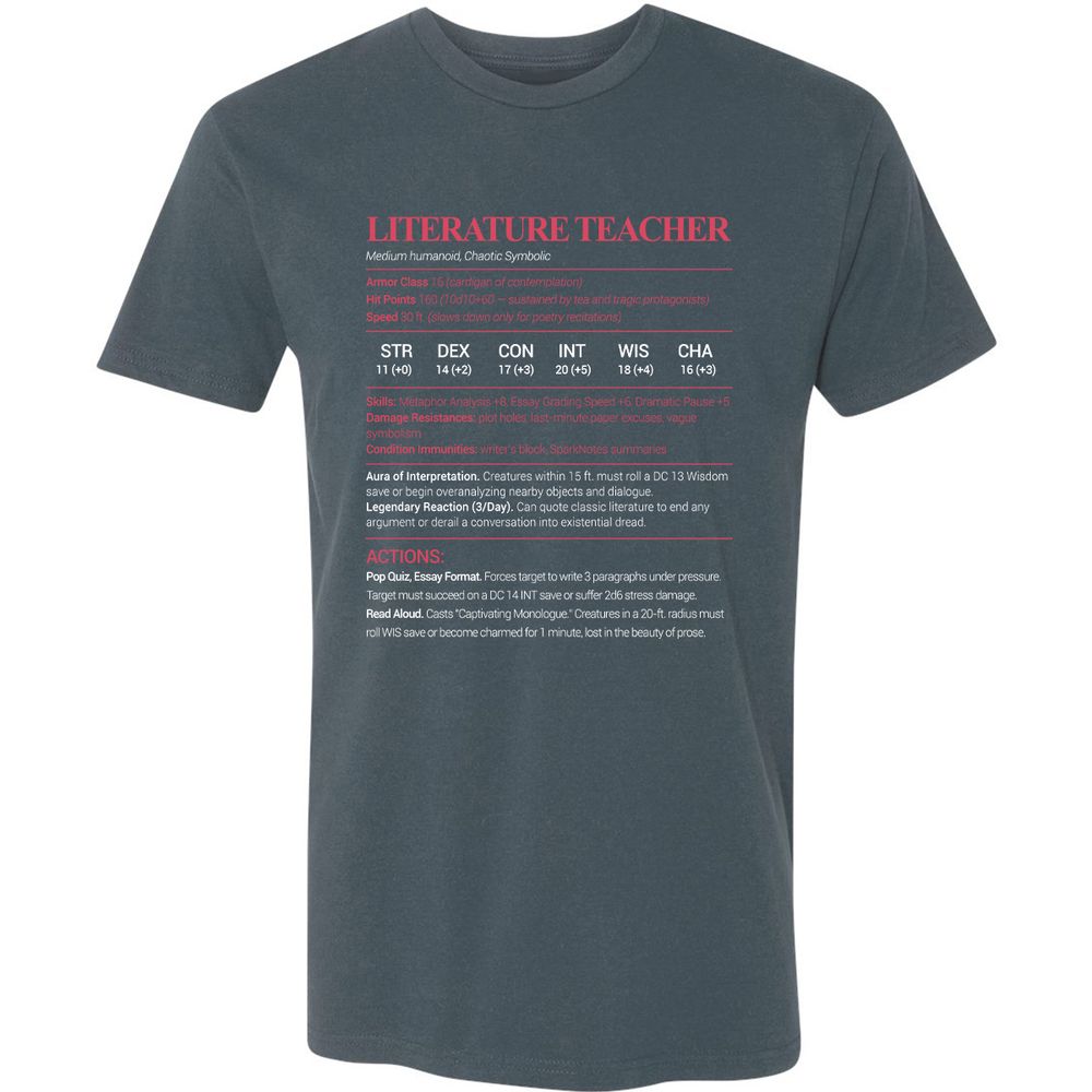 Literature Teacher Premium Unisex T-Shirt - Indigo - 15