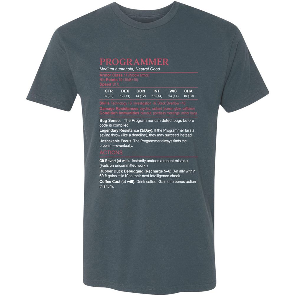 Programmer Stats Premium Unisex T-Shirt - Indigo - 15