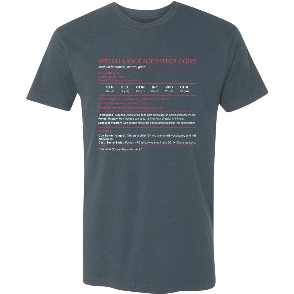 Speech Language Pathologist Stats Premium Unisex T-Shirt - Indigo - 15