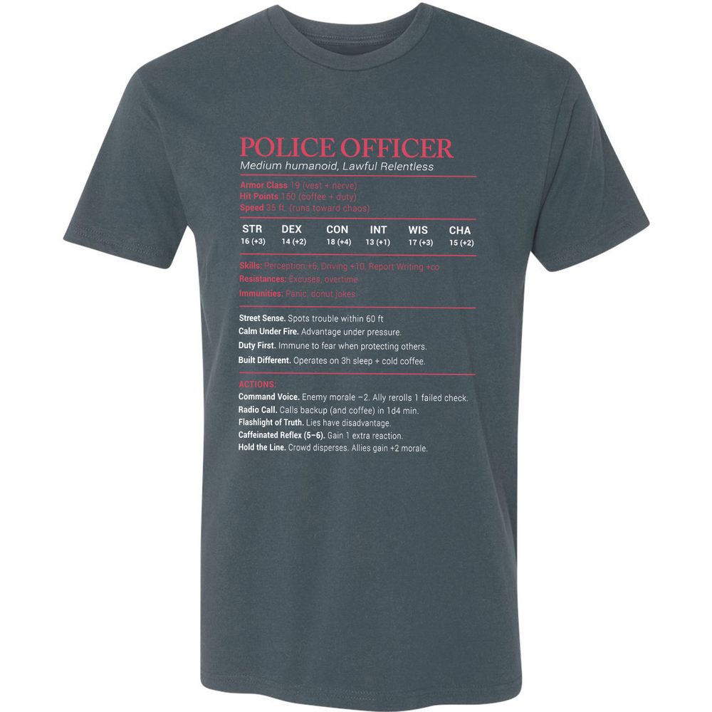 Police Officer Stats Premium Unisex T-Shirt - Indigo - 15
