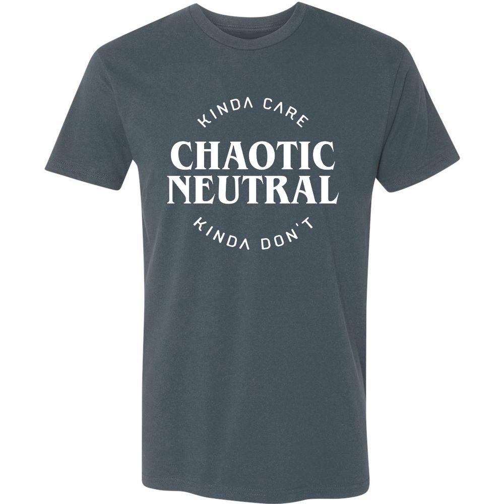 Chaotic Neutral Alignment Kinda Care Kinda Don't Premium Unisex T-Shirt - Indigo - 15