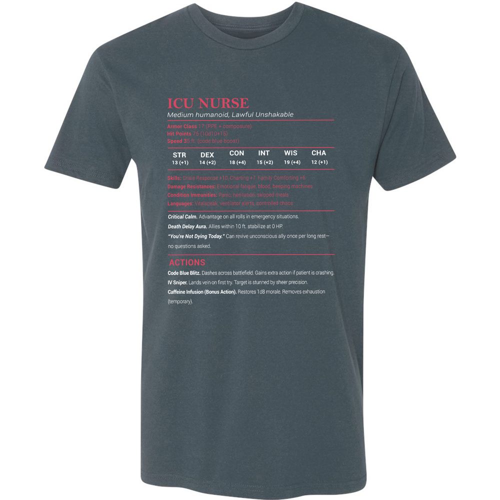 ICU Nurse Stats Premium Unisex T-Shirt - Indigo - 15