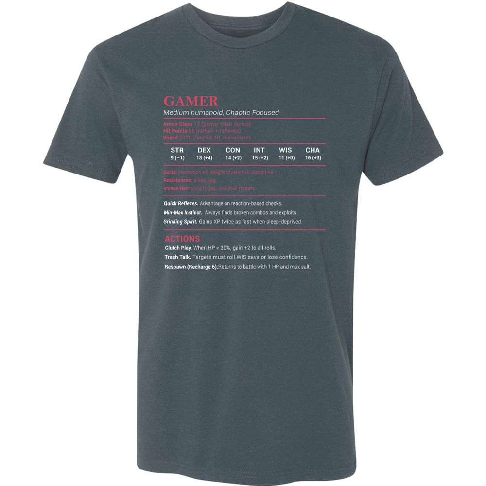 Gamer Stats Premium Unisex T-Shirt - Indigo - 15