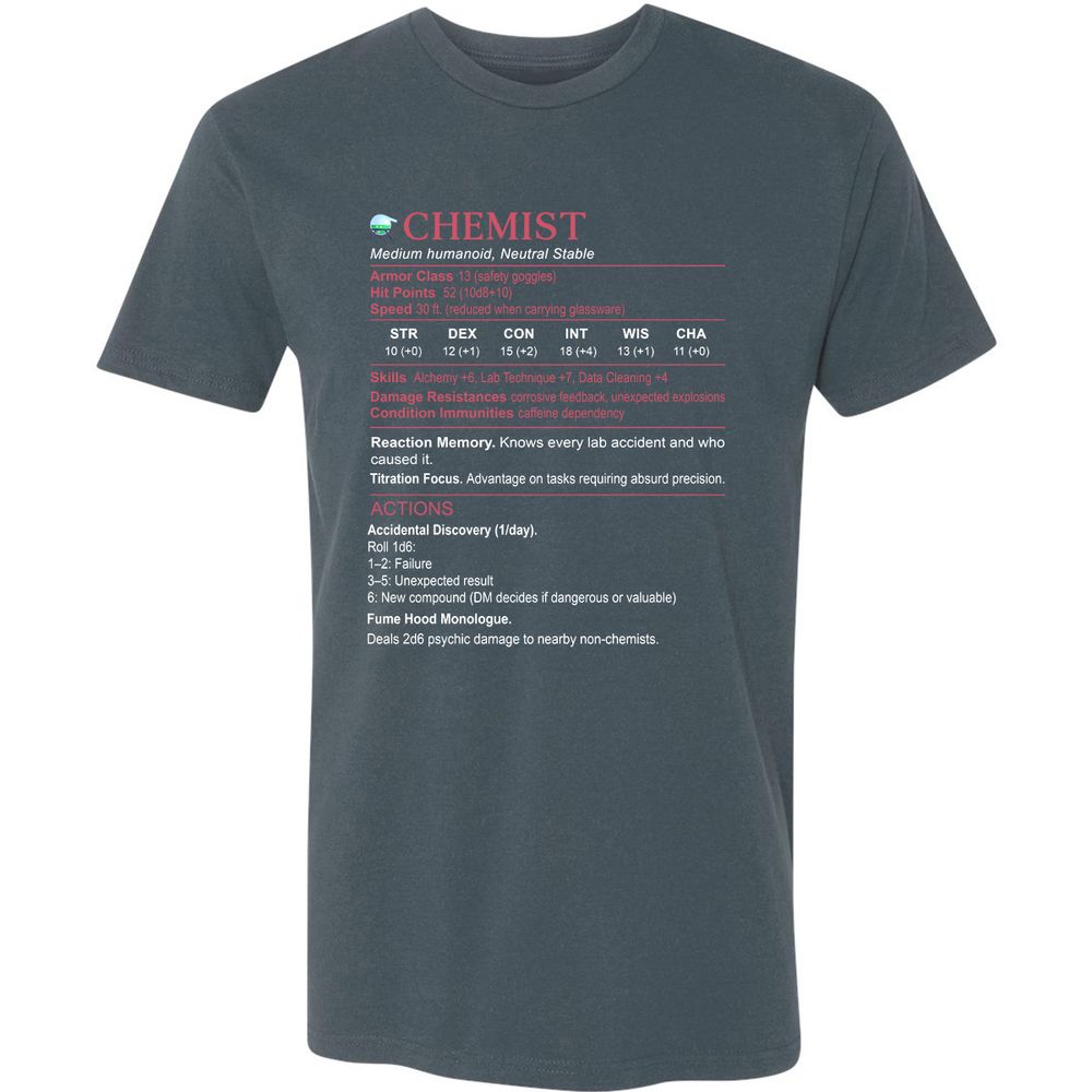 Chemist Stats Premium Unisex T-Shirt - Indigo - 15